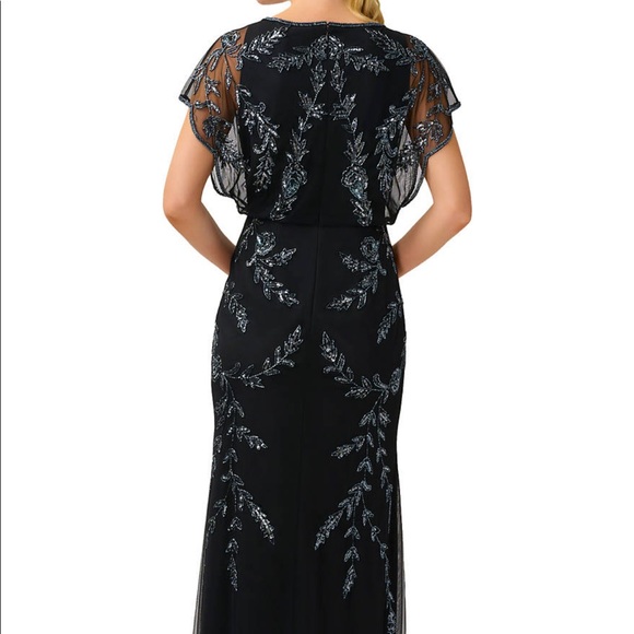 Adrianna Papell - Flutter Sleeve Blouson Beaded Gown - Picture 2 of 8